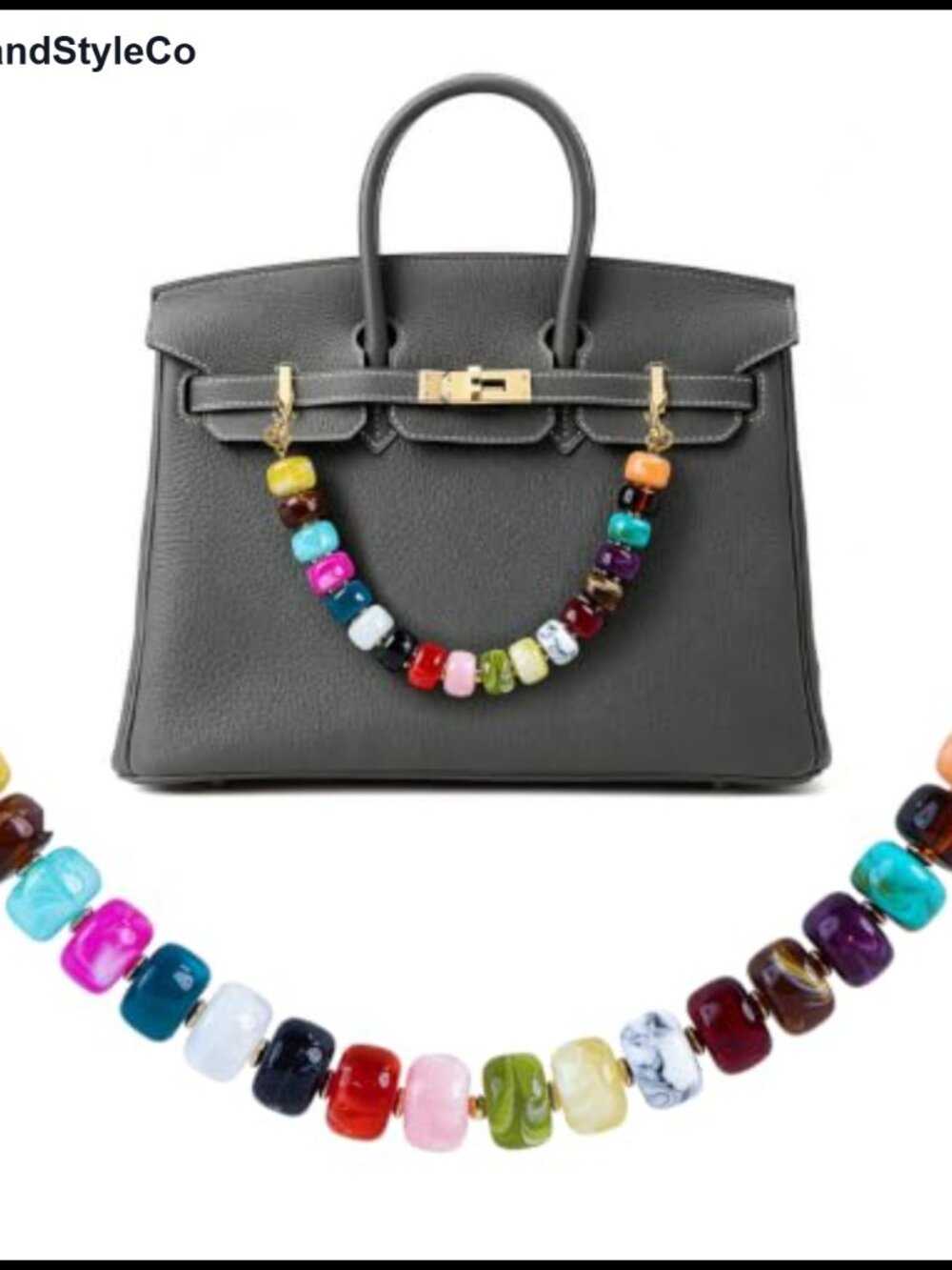 Colorful Beaded Choker Bag Chain Charm Boho Resin Bead Gift